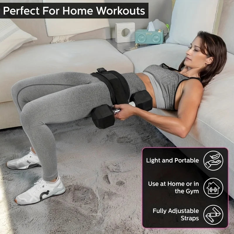 Hold Weights up to 600Lbs Hip Thrust Belt - Heavy Duty, Comfortable, Adjustable Hip Belt for Glute Trainer with Anti-Slip Pads Upgrade Hip Thrust Belt Ideal for Home Workouts with Dumbbells, Kettlebells, Plates Extra Padding for Gym and Home